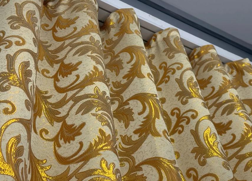 Тканина для штор жакард Завиток 1,45 м Молочний/Золотистий (1645ш) - фото 7 Тканина для штор жакард Завиток 1,45 м Молочний/Золотистий (1645ш) - фото 7