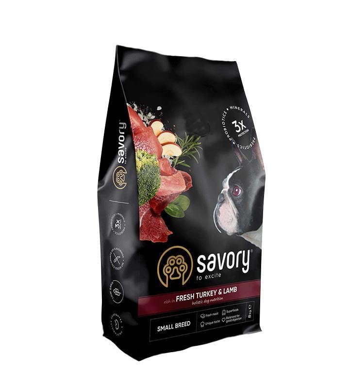 Корм сухой Savory Small для собак малых пород со свежим ягненком и индейкой 8 кг