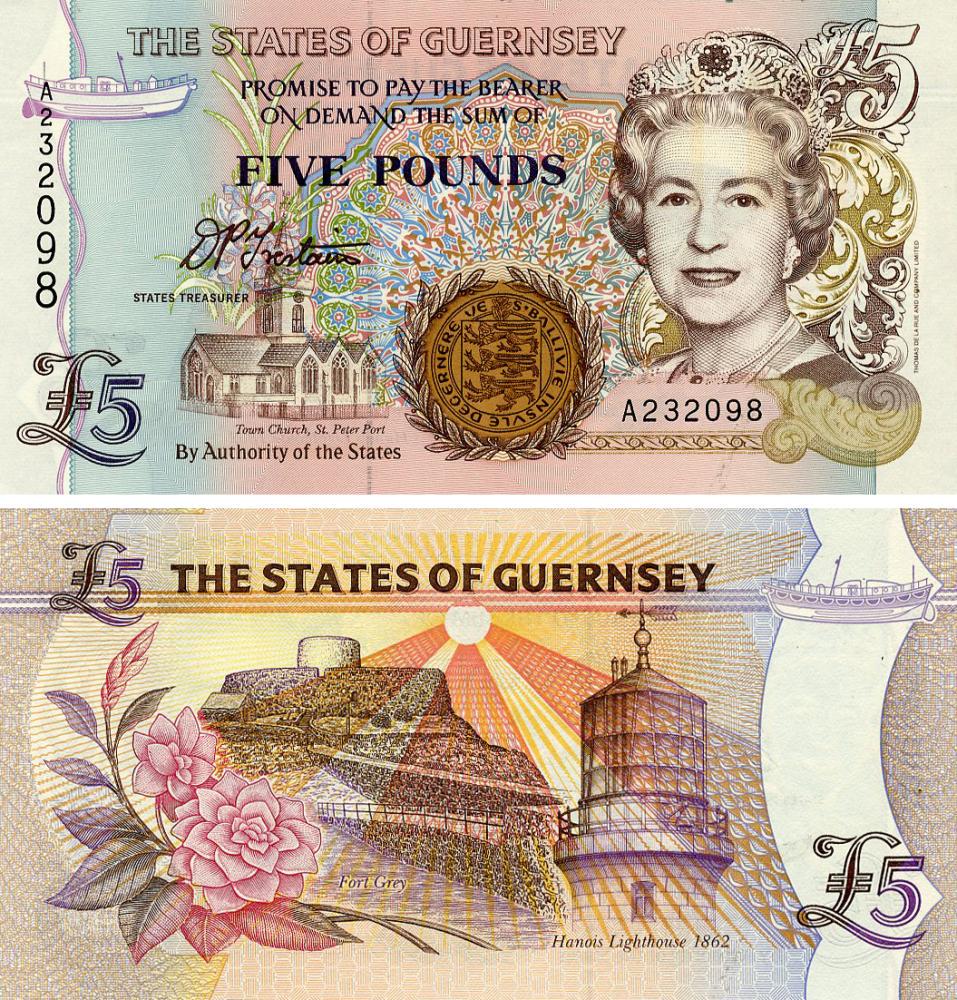Коллекционная банкнота Гернси 5 фунтов 1996 UNC P56a (Б25512)