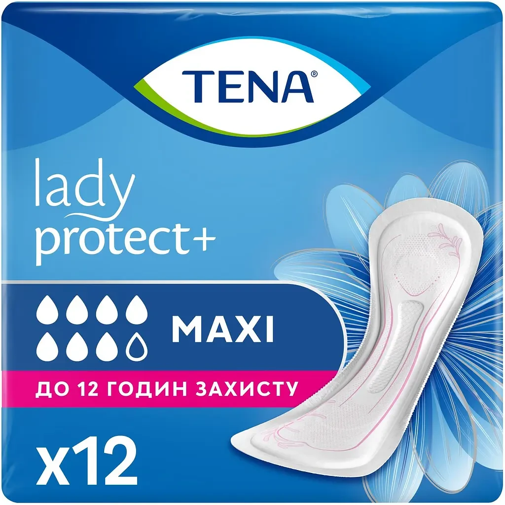 Урологические прокладки женские TENA Lady Protect+ Maxi послеродовые 7 капель 12 шт. (000006670)