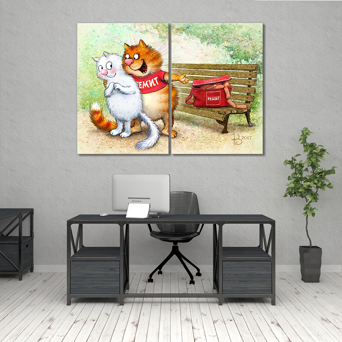 Модульная картина Угощаю 2 модуля 90x135 см