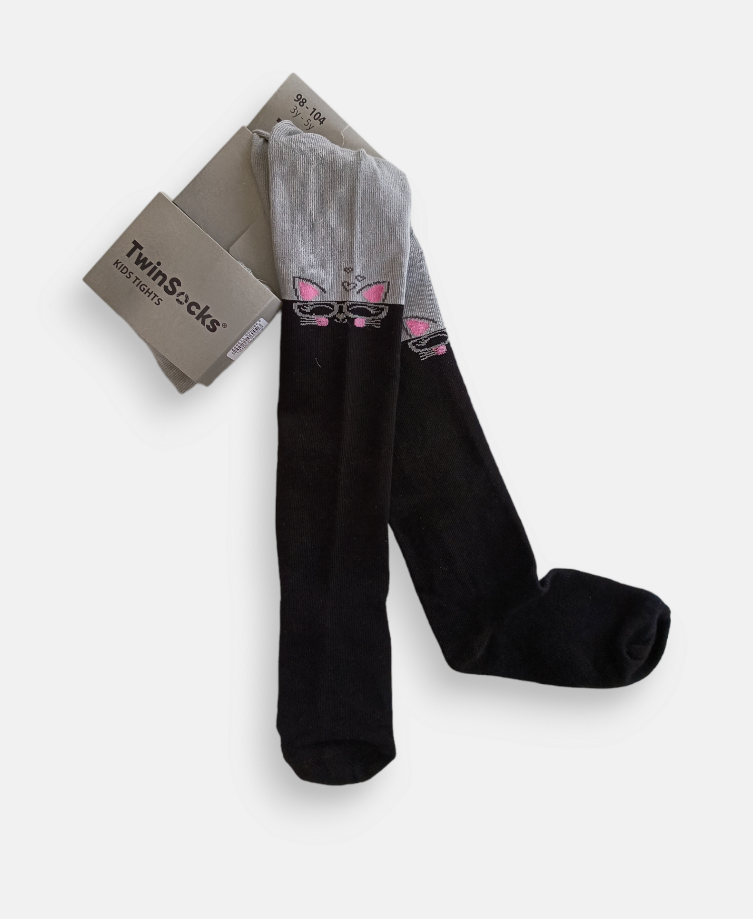 Колготки для девочки TwinSocks Кошка в очках 110-116 см Серый/Черный (12226089)