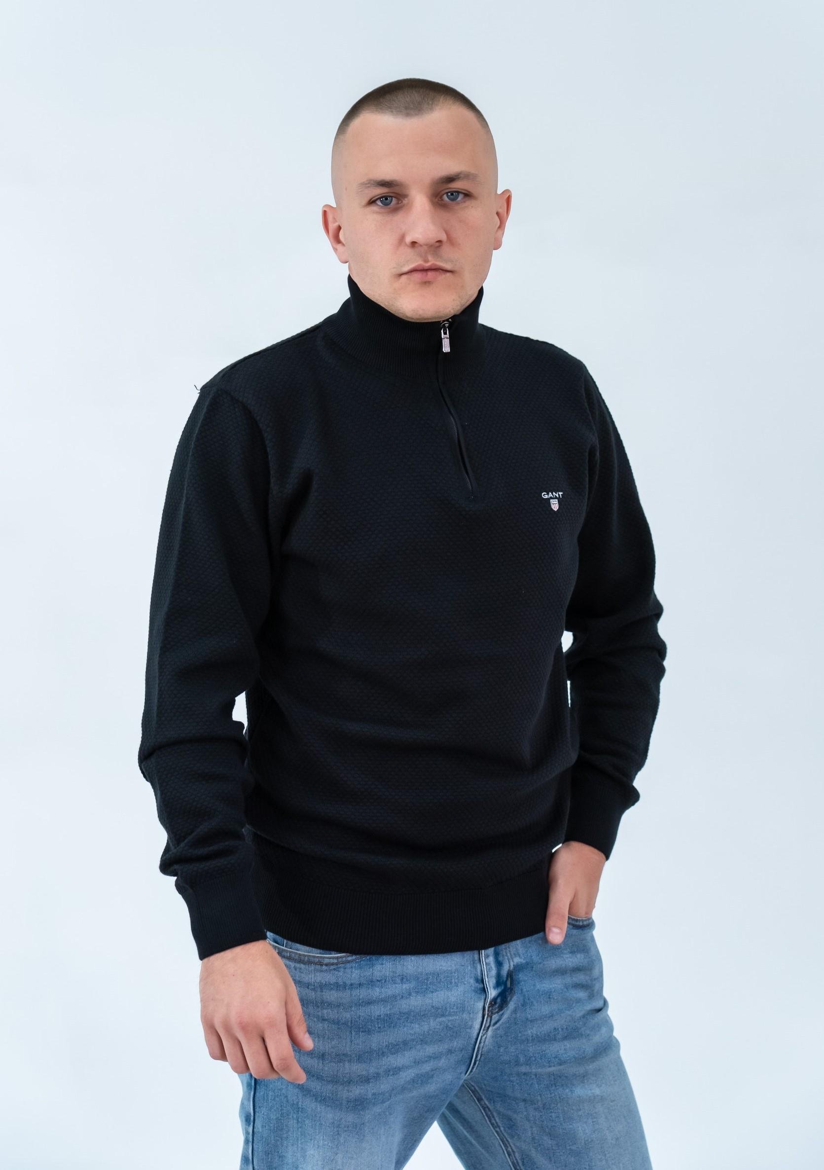 Кофта чоловіча Gant Men's Classic Cotton Half Zip Sweater XL (E-166 Black XL) - фото 3