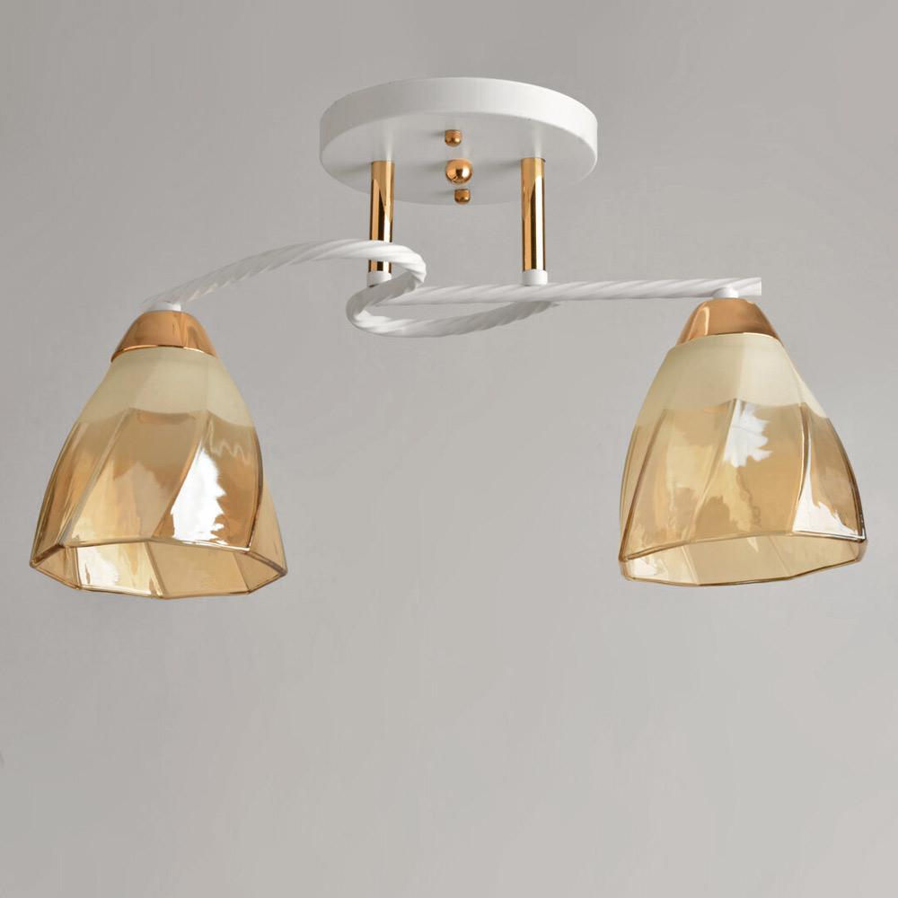 Люстра потолочная Lighthouse SRS-19467/2 WT+FG Белый/Золотой/Белый/Янтарный