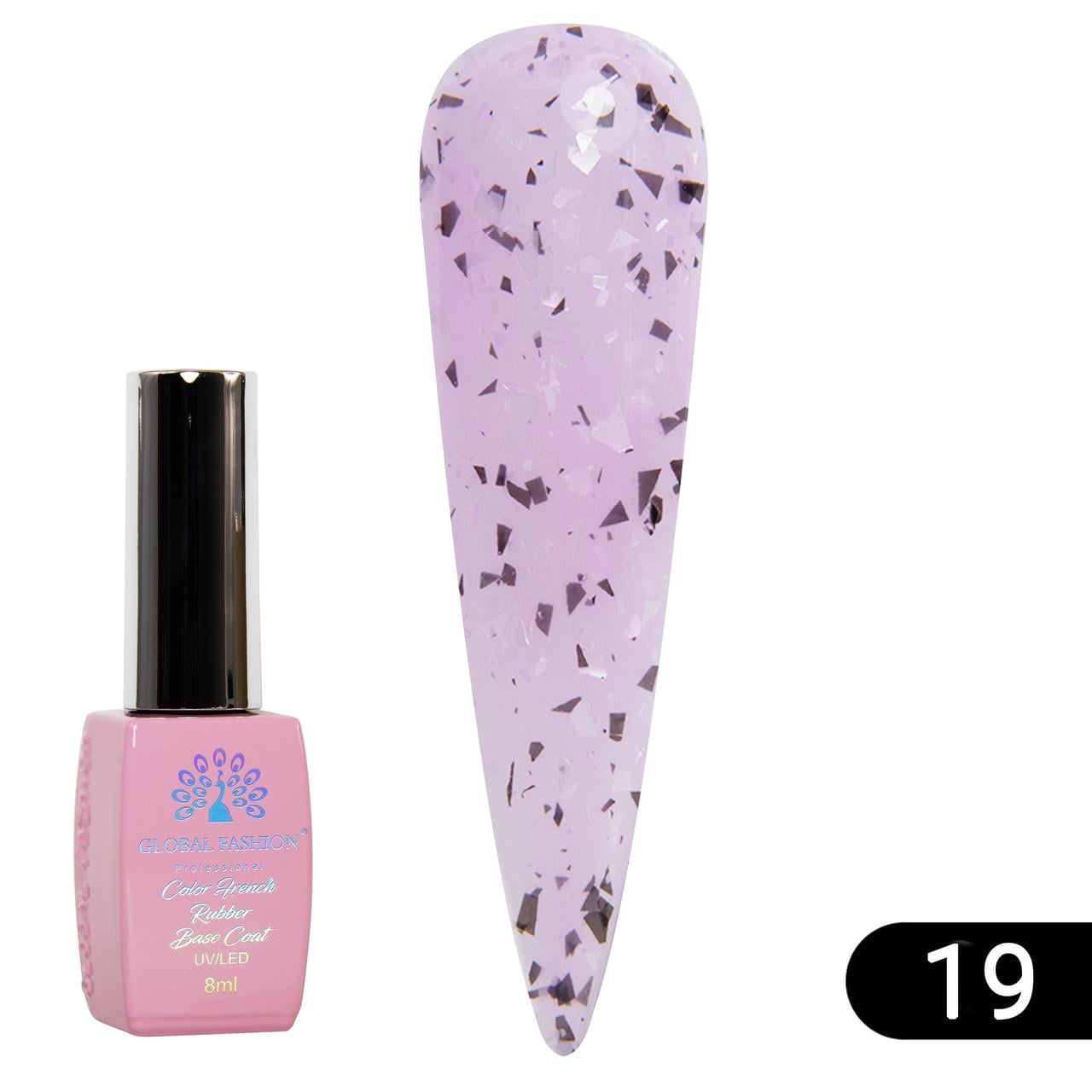 База для гель-лака каучуковая камуфлирующая Global Fashion Opal с талью № 19 8 мл