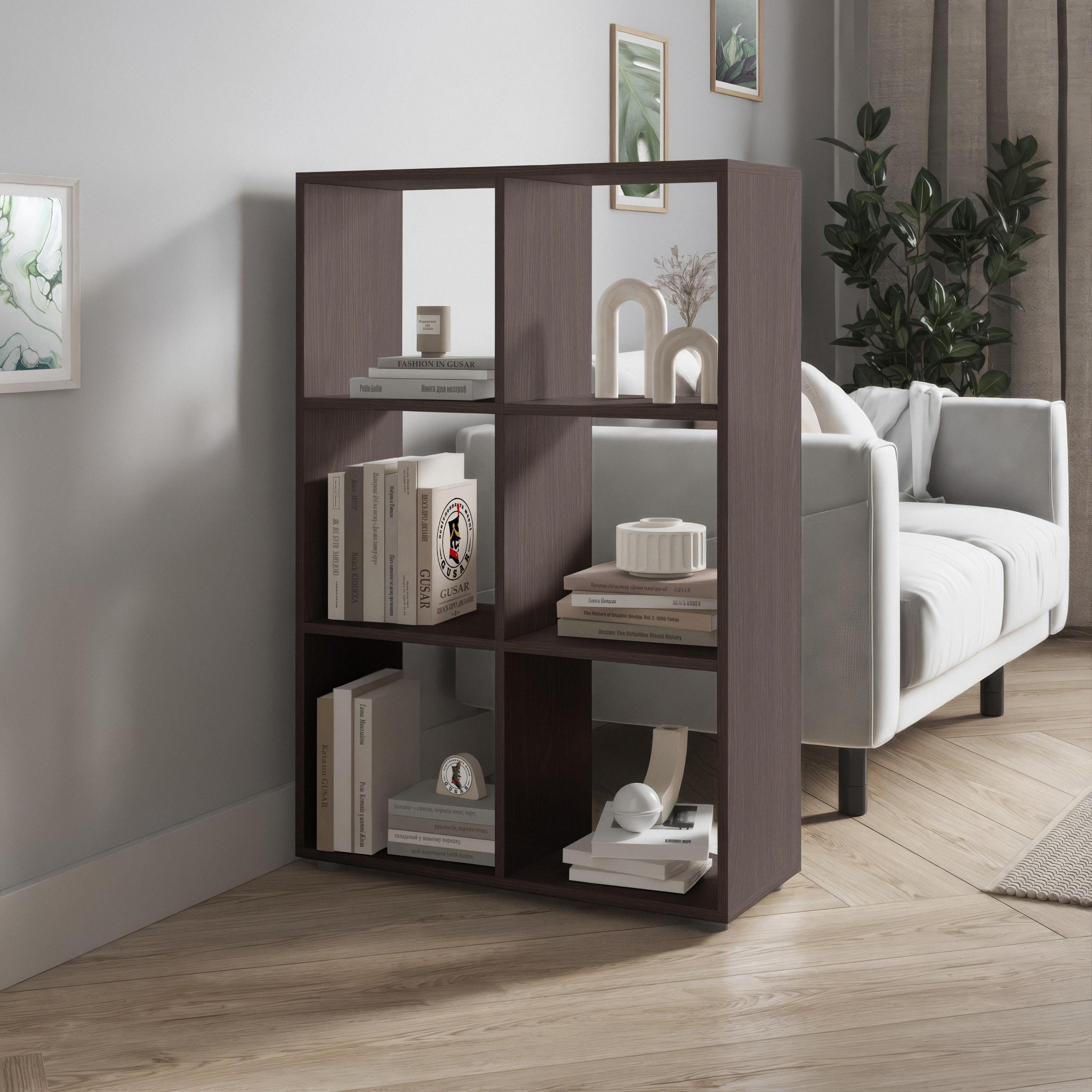 Стеллаж для книг и декора на 6 ячеек P-16 720x290x1078 мм Венге Магия - фото 2