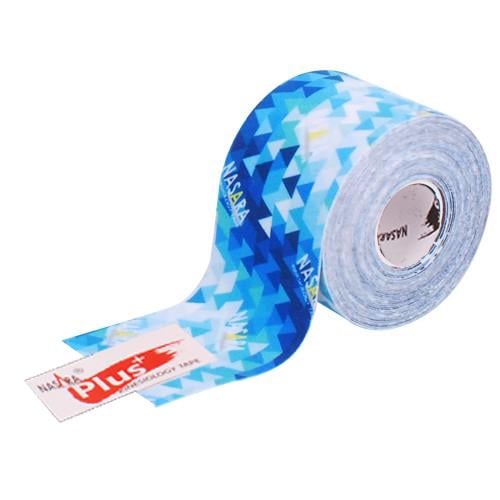 Кинезио тейп усиленный Nasara Plus с принтом 5 см х 5 м Cиний треугольник (ND005)