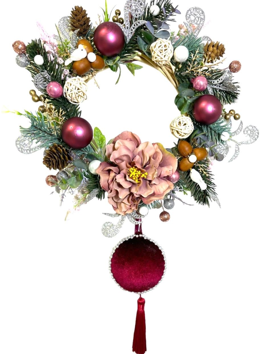 Новогоднее украшение Бархатный сюрприз с подвеской сердца d 26 см (2006299300)