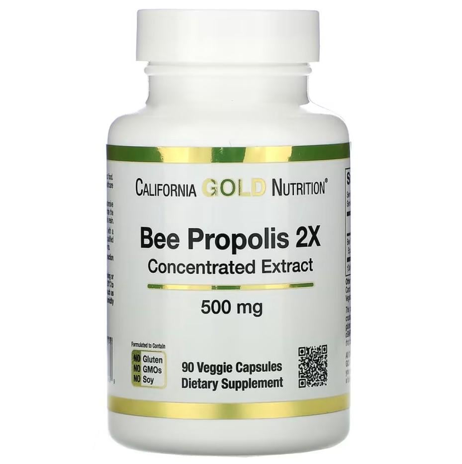 Натуральна добавка California Gold Nutrition Bee Propolis 2X Concentrated Extract 500 мг 90 капсул