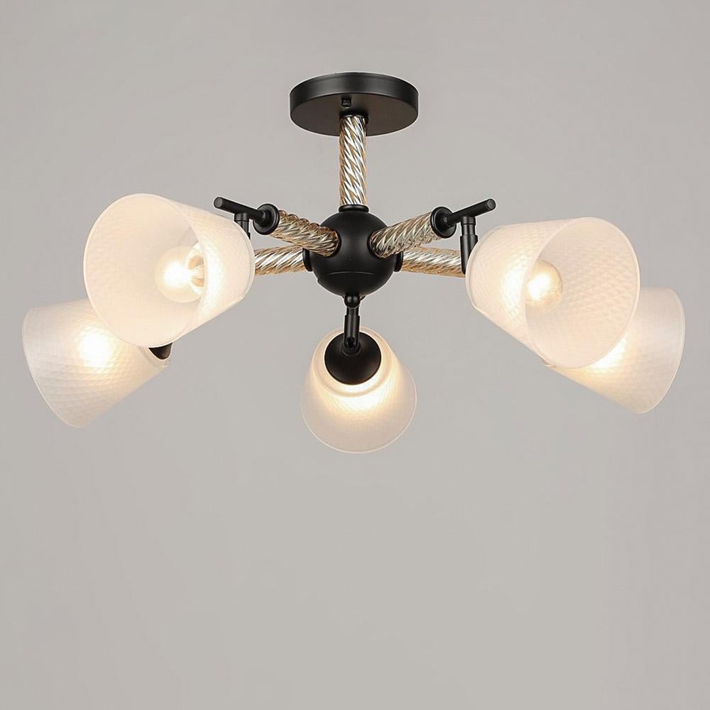 Люстра потолочная Light House SRS-20329/5 BK плафоны белые Черный