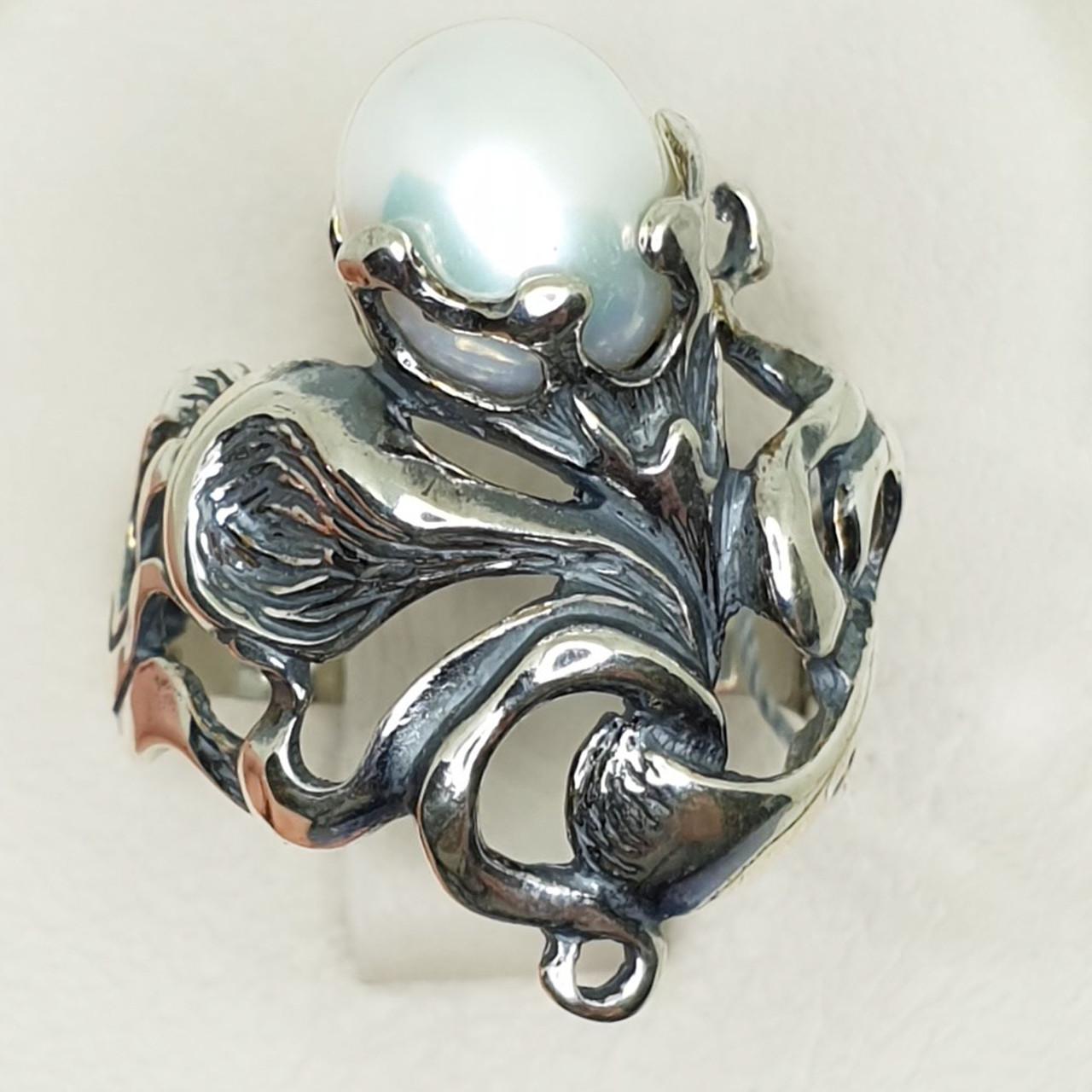 Кольцо серебряное с жемчугом р. 18,5 5,7 г (1416439794)