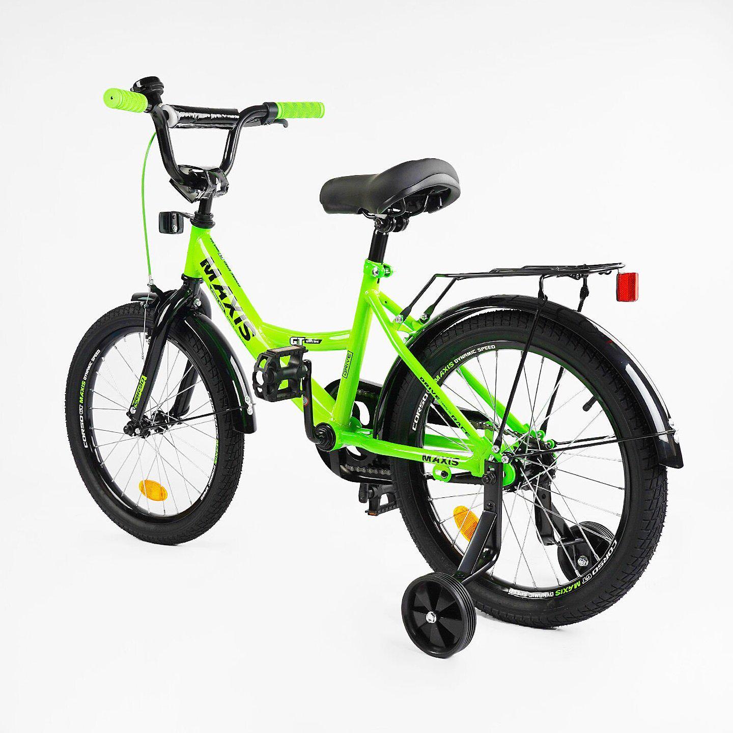 Велосипед двухколесный Corso MAXIS 16" детский c багажником Зеленый - фото 3 Велосипед двухколесный Corso MAXIS 16" детский c багажником Зеленый - фото 3