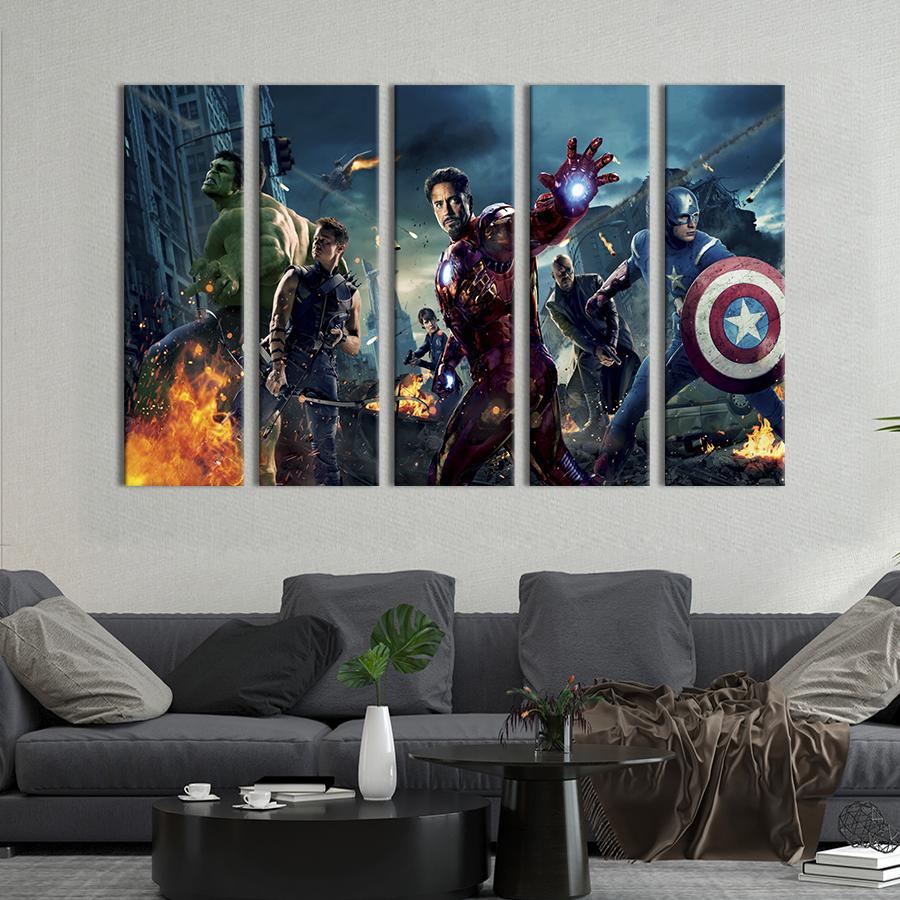Модульная картина из 5 частей Мстители от Marvel 155x95 см (649-51)