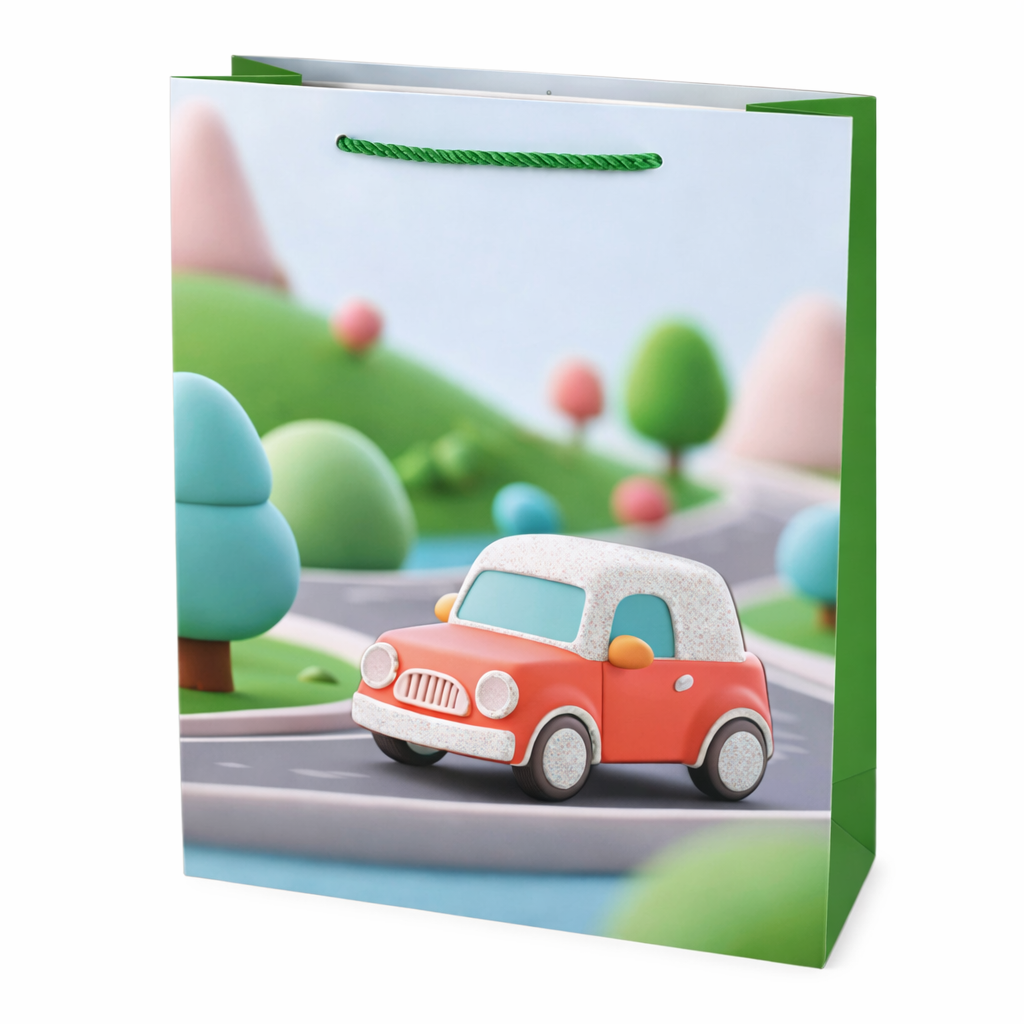 Подарунковий пакет Transport 3D R34521-L 40х30х12 см Зелений з червоним (34965303)