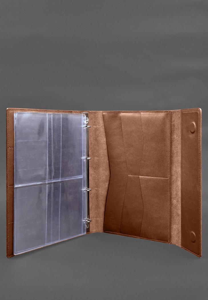 Папка шкіряна для документів сімейна А4 на сегрегаторі з файлами Світло-коричневий (A-028628) - фото 4 Папка шкіряна для документів сімейна А4 на сегрегаторі з файлами Світло-коричневий (A-028628) - фото 4