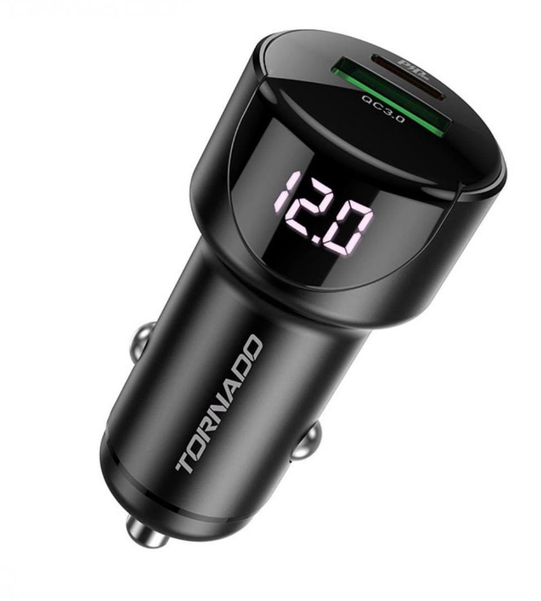 Зарядное устройство автомобильное Tornado L24 USB + USB-C PD/QC 20W Black (м00829) Зарядное устройство автомобильное Tornado L24 USB + USB-C PD/QC 20W Black (м00829)