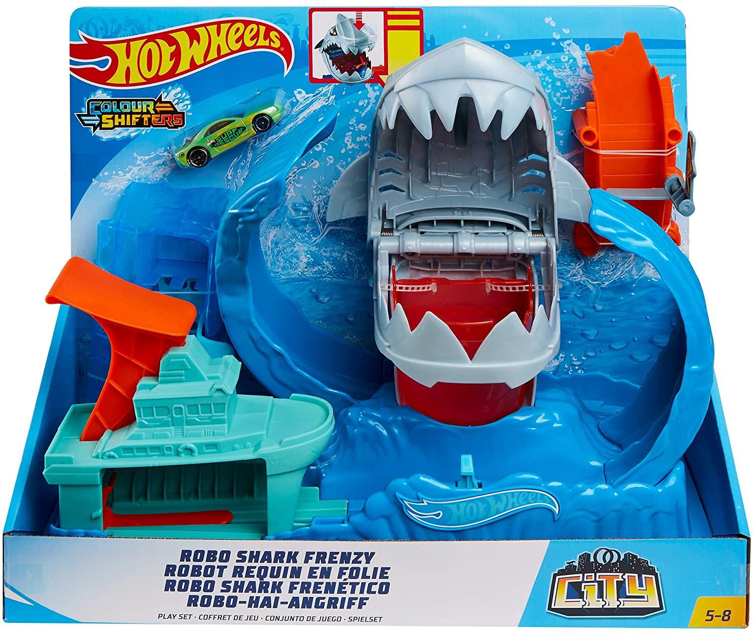 Игровой набор Hot Wheels City Color Changing Robot Shark