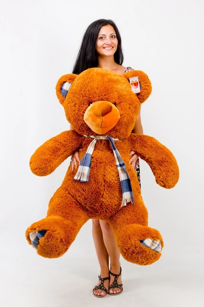 М'яка іграшка Великий ведмідь плюш/синтепон/холофайбер 140 см Коричневий (10957989)