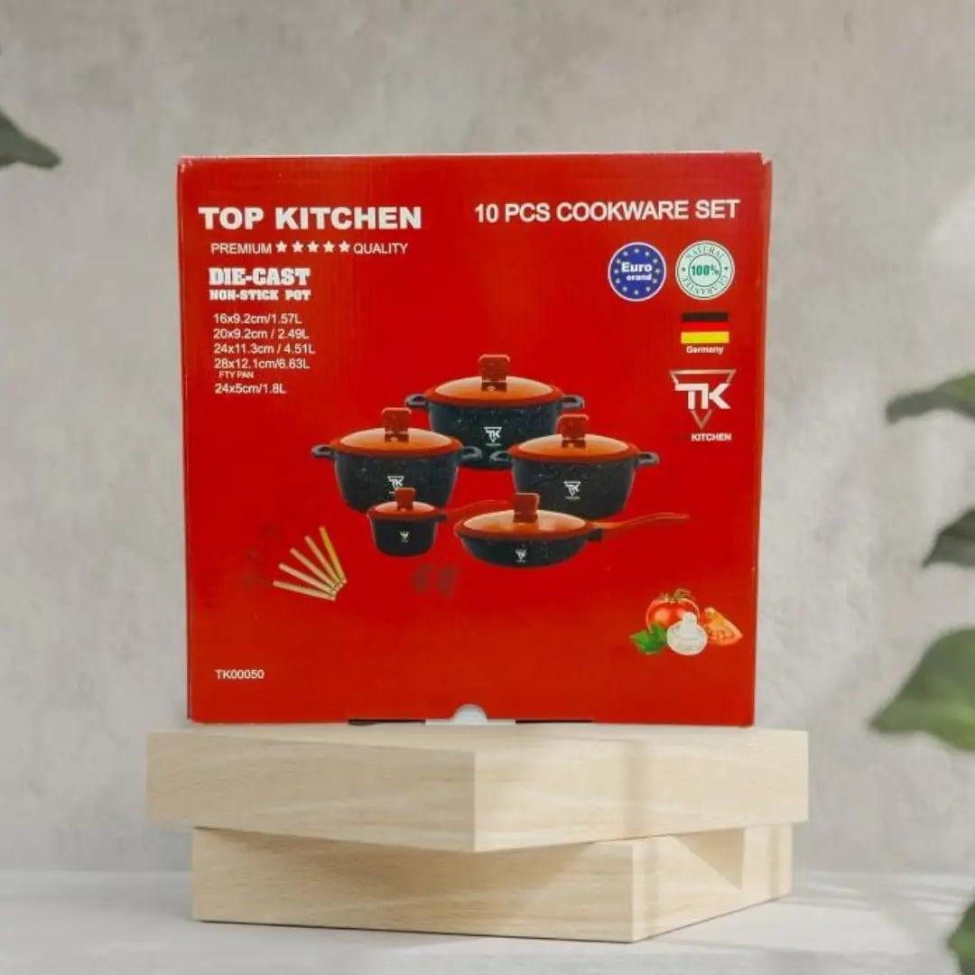 Набір посуду для індукції Top Kitchen TK-00050L з гранітним покриттям 10 предметів Чорний/Червоний (2480547450) - фото 4
