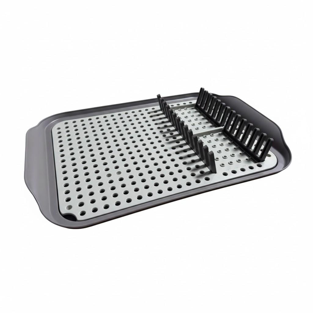 Сушарка для посуду плоска 30x41,3x3,8 см пластикова Сірий (061-GRAY) Сушарка для посуду плоска 30x41,3x3,8 см пластикова Сірий (061-GRAY)