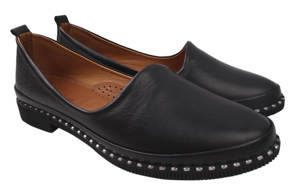 Туфли Trio Trend на низком ходу женские из кожи р. 37 Черный (63-20DTC)