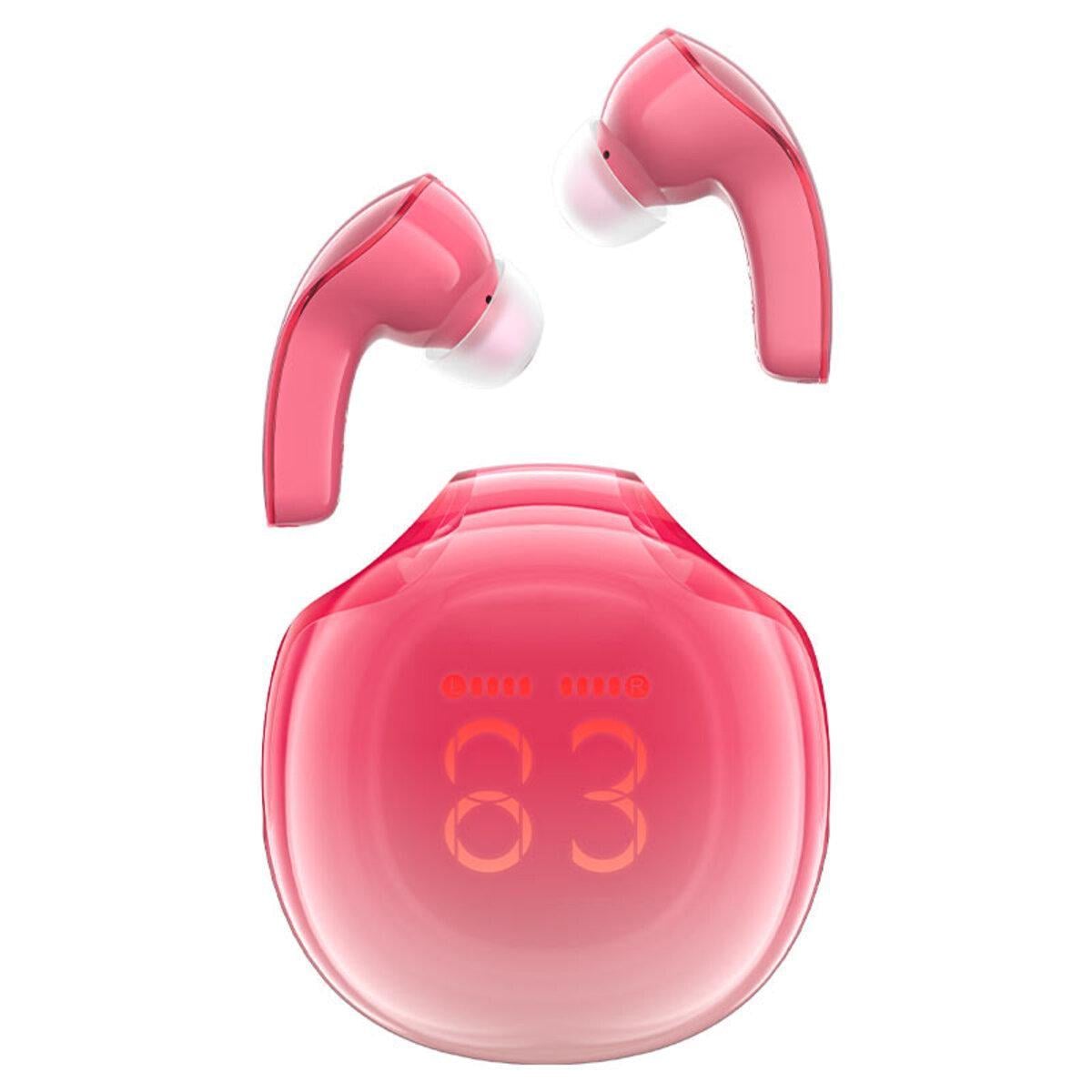 Наушники беспроводные Acefast T9 Crystal Air Bluetooth 5.3 earbuds 480 mAh Pomelo red (602028)