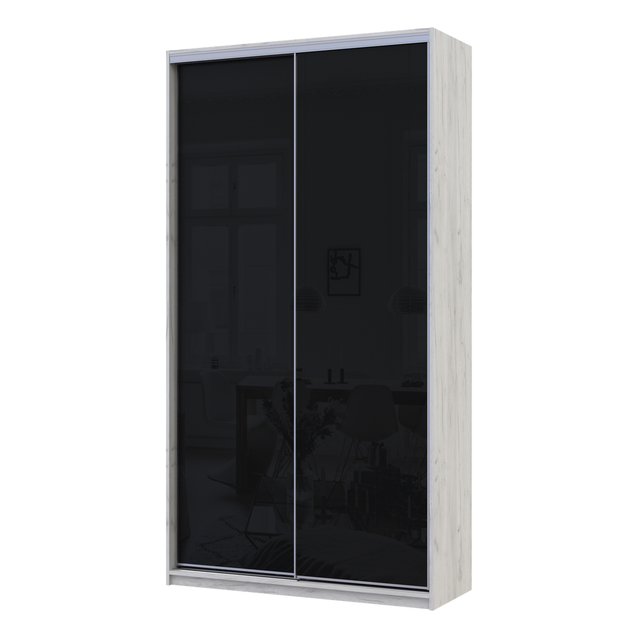 Шафа-купе Сіті Лайт Слім 120х45х225 см Біле Дерево/Чорне скло (44900295)