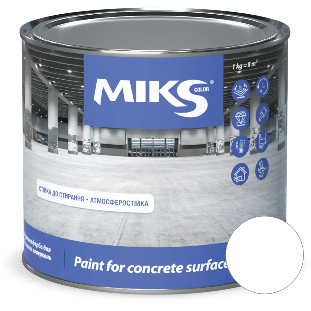 Краска для бетонных поверхностей Miks color 2,5 кг Белый (2687630034)