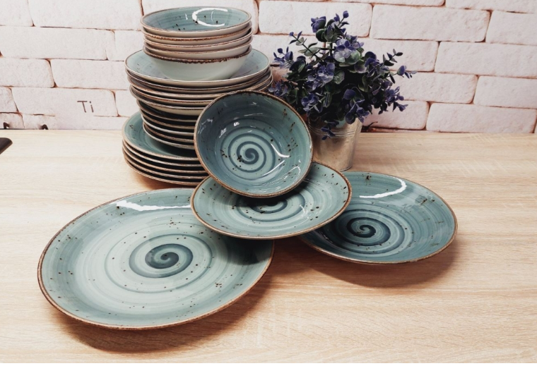 Столовый сервиз  OMS TULU фарфор 6 персон 24 шт. Spiral Grey-Blue (DN24-Spiral Grey-Blue)