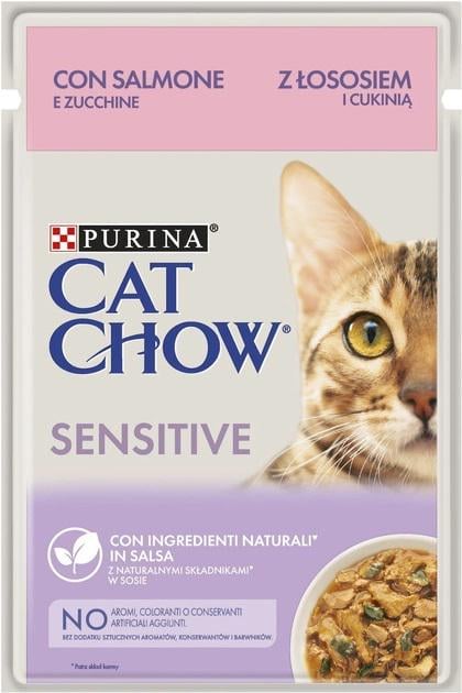 Вологий корм для кішок Purina Cat Chow шматочки в підливі з лососем та цукіні 85 г