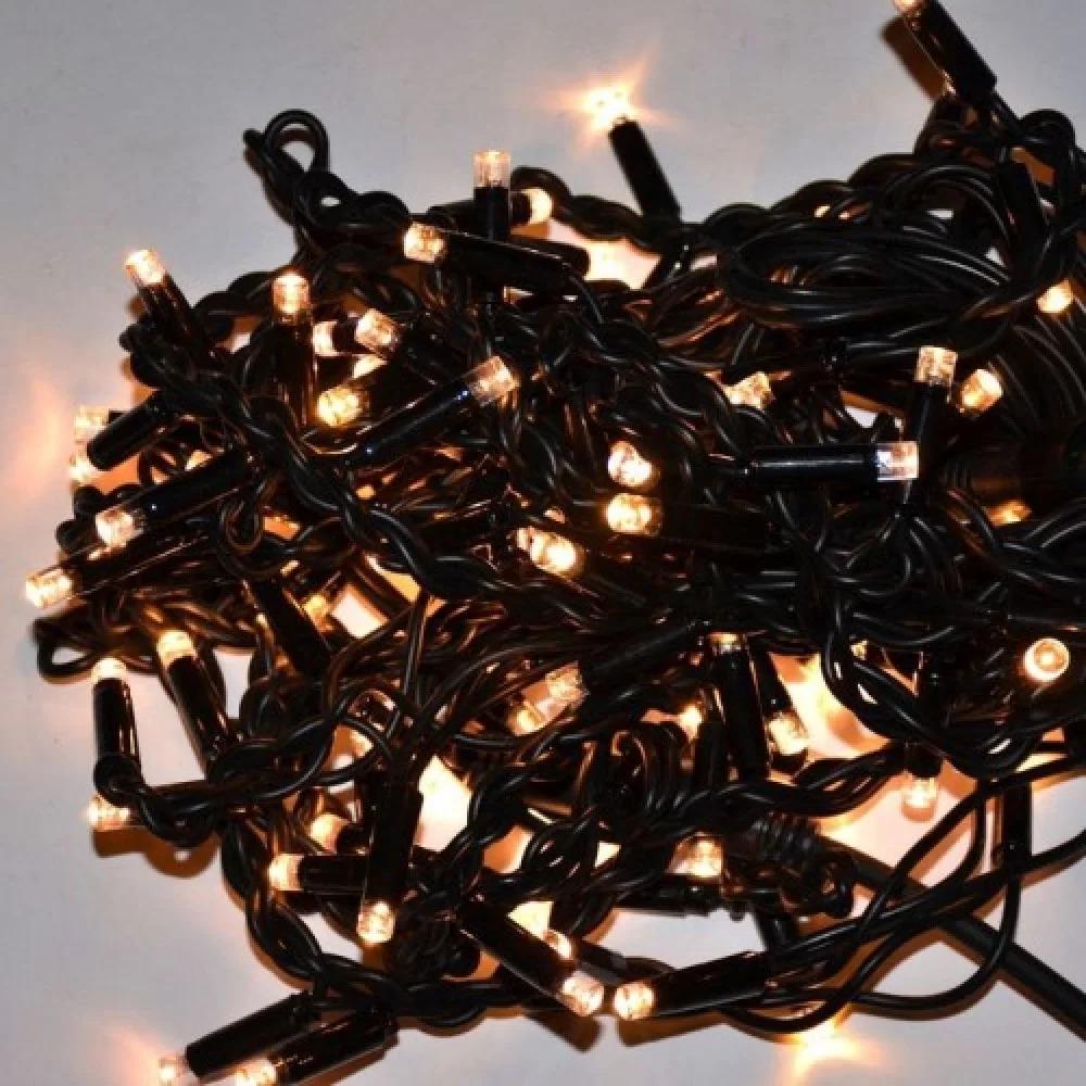 Гирлянда уличная бахрома LED 350, белый теплый, черный провод 1-175