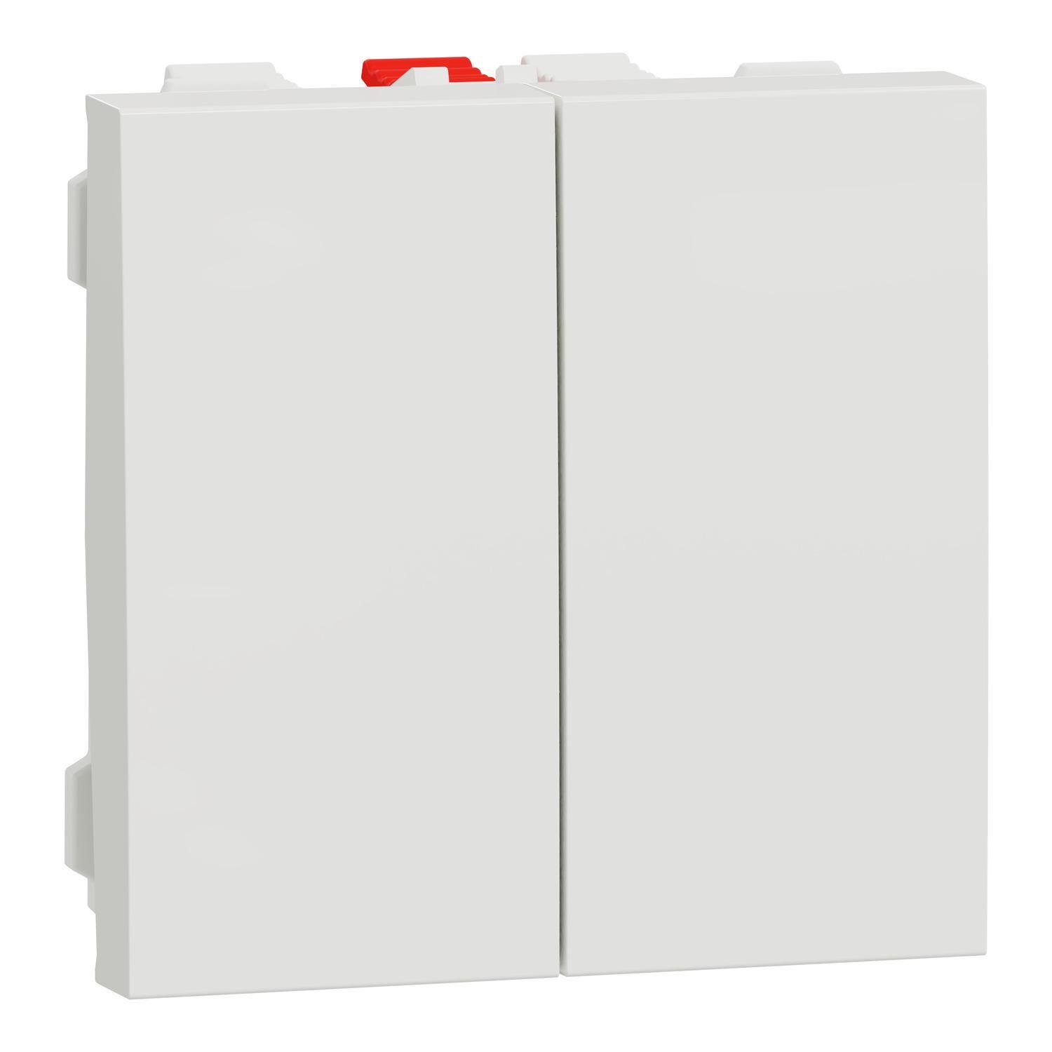 Переключатель 2-клавишный Schneider Electric 2 модуля 10А Unica New Белый (NU321318)