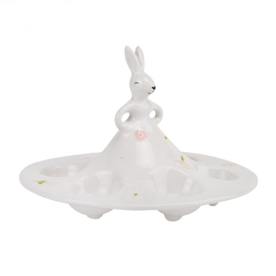 Подставка для 6 яиц Белый кролик в саду 14 см Белый (5101-007)