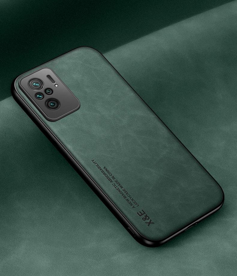 Кожаный чехол XnE Xiaomi Redmi Note 10S с металлической вставкой Green (34272-08)