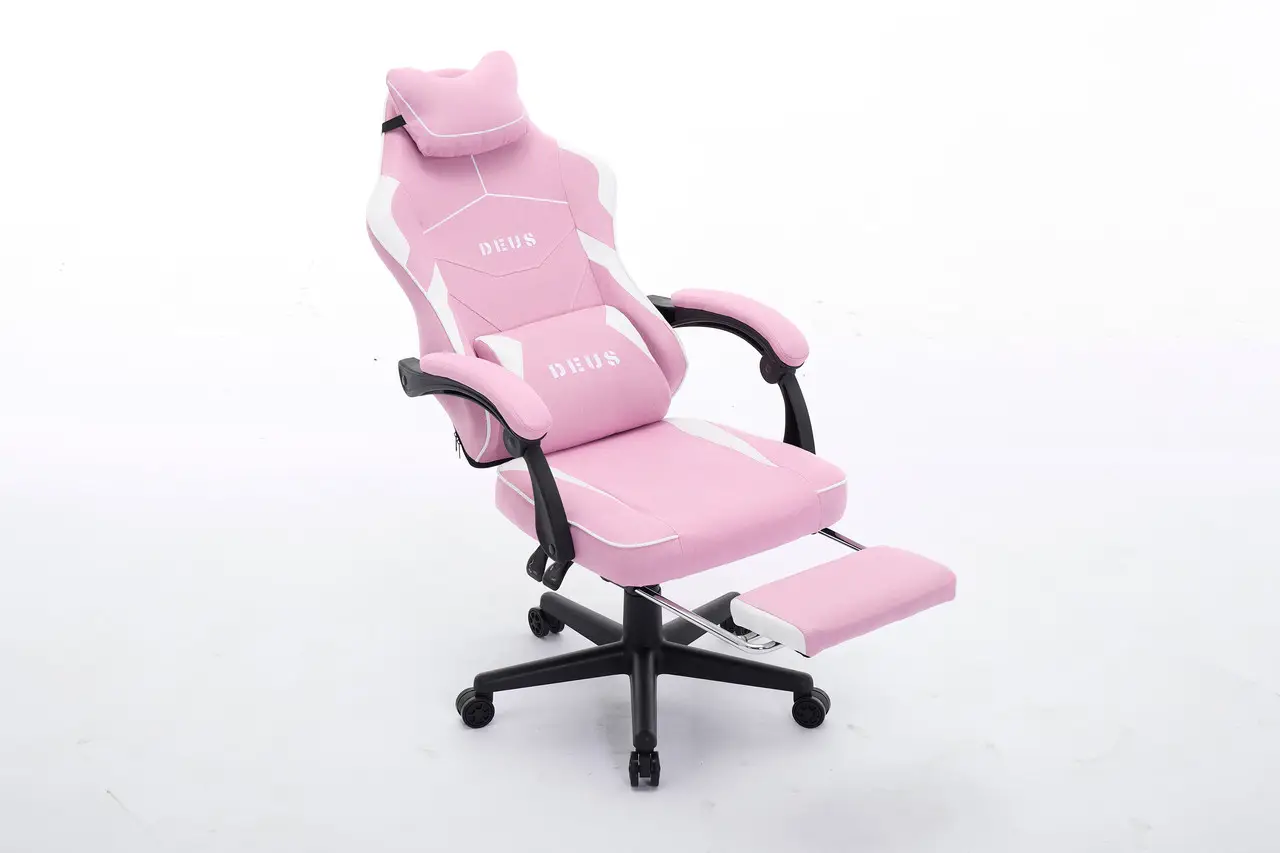 Крісло комп'ютерне Deus ED09 текстиль з підставкою для ніг Рожево-білий (2976) - фото 9 Крісло комп'ютерне Deus ED09 текстиль з підставкою для ніг Рожево-білий (2976) - фото 9