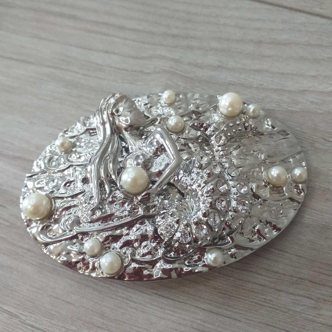 Пряжка фігурна з Русалкою для ременів завширшки до 40 мм Сріблястий (KG-7584)