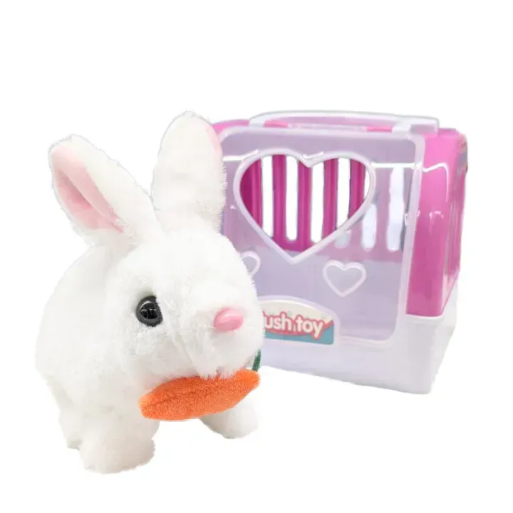 Интерактивная игрушка Plush Toy Кролик с морковкой в розовой переноске из текстиля 15х19 см Белый (150-98-CH6010WTPN) - фото 1 Интерактивная игрушка Plush Toy Кролик с морковкой в розовой переноске из текстиля 15х19 см Белый (150-98-CH6010WTPN) - фото 1