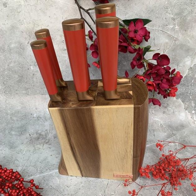 Набор ножей кухонных Edenberg EB-11029 с деревянной подставкой 7 пр. Красный (EB-11029) - фото 2 Набор ножей кухонных Edenberg EB-11029 с деревянной подставкой 7 пр. Красный (EB-11029) - фото 2