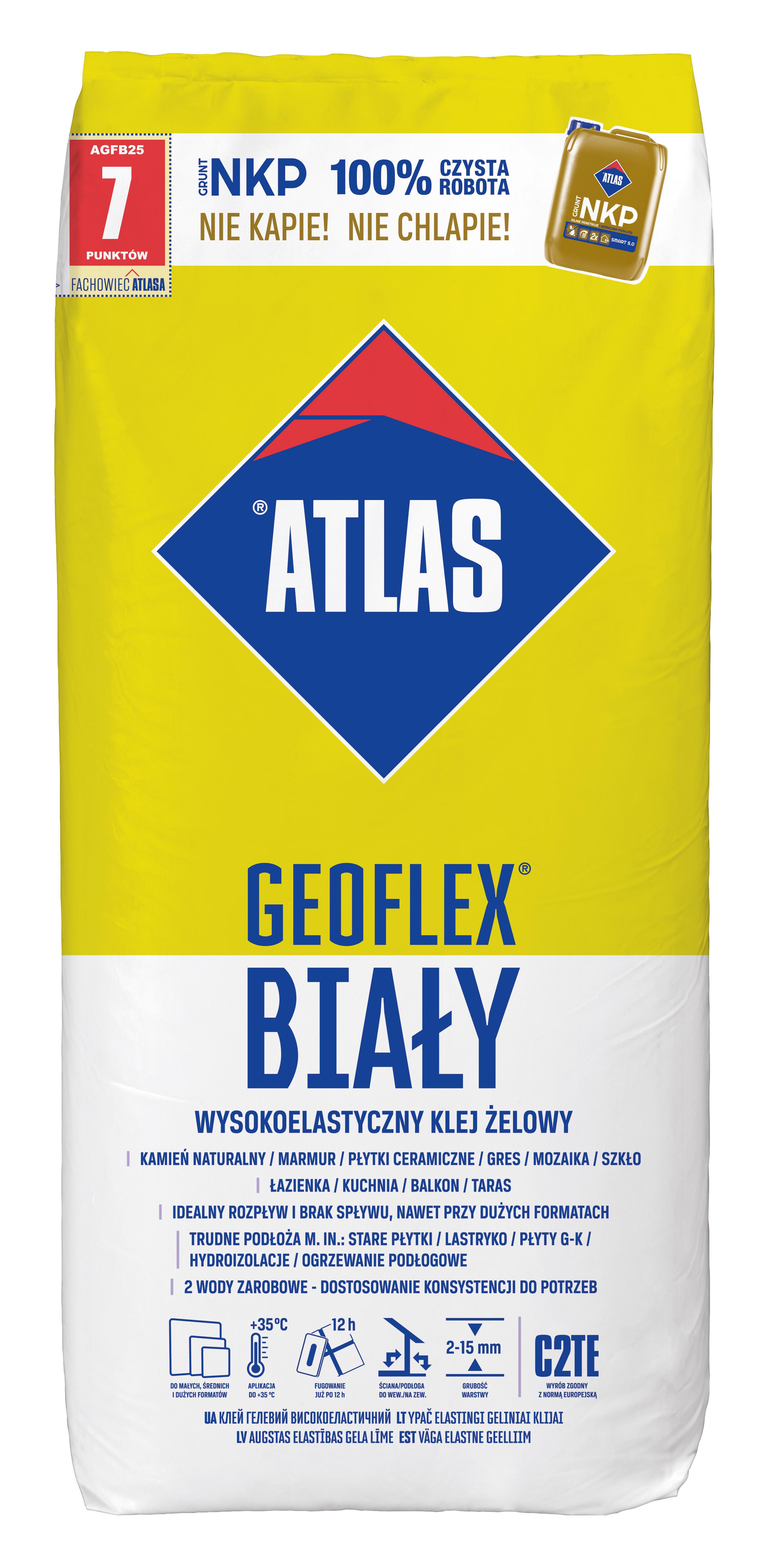 Клей гелевий ATLAS GEOFLEX BIAŁY 2-15 мм клас С2ТЕ 25 кг