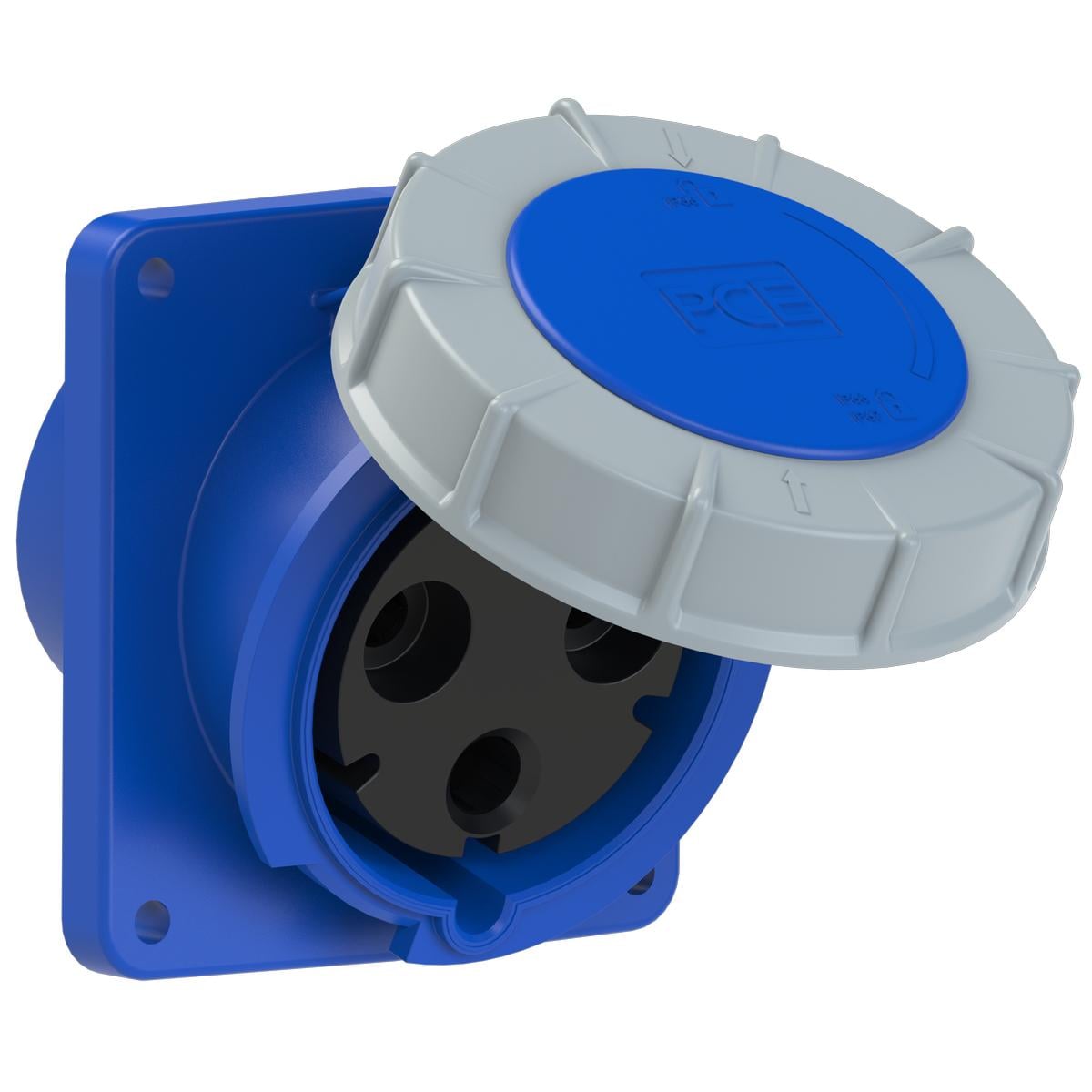 Силова розетка вбудована похила PCE 1P+N+E IP67 125A 230V (443-6)