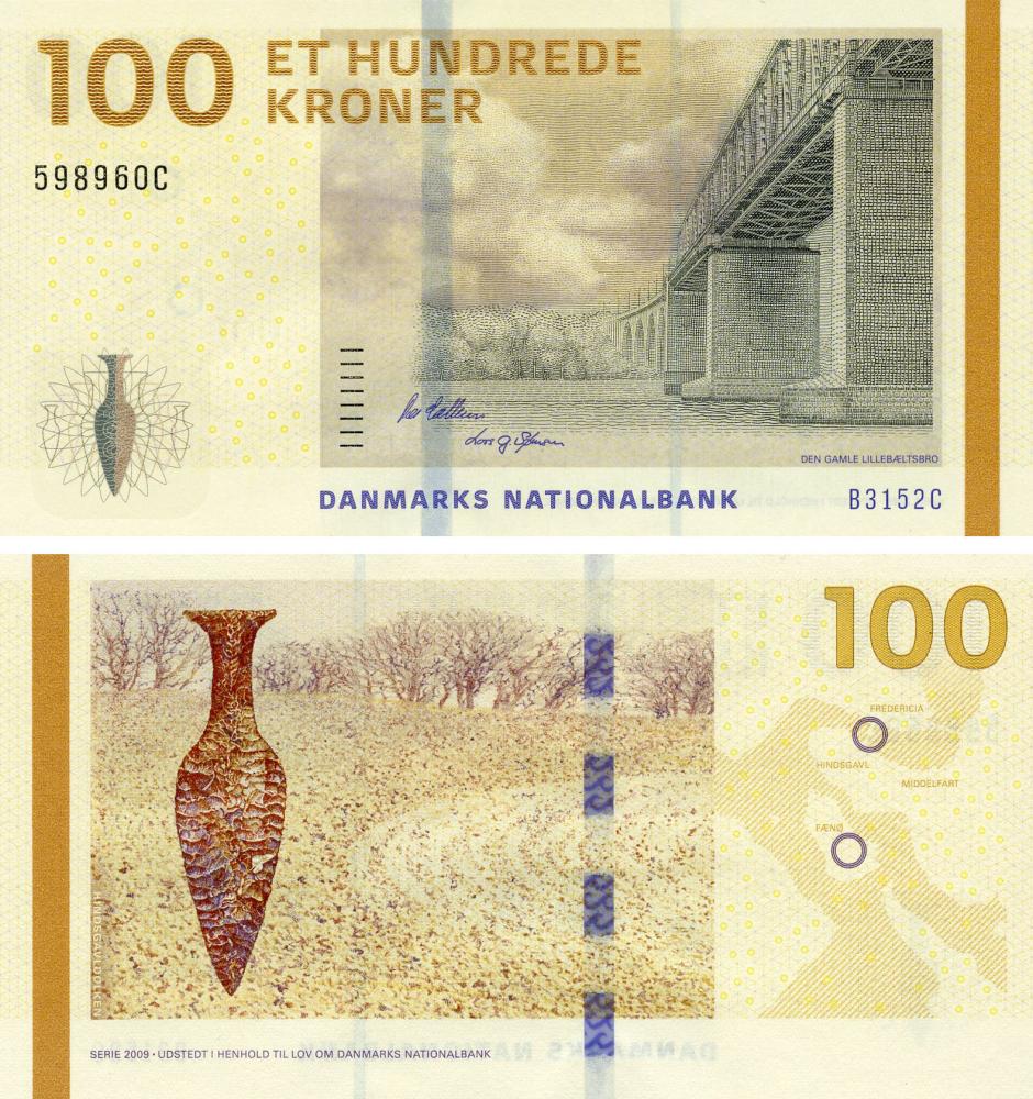 Коллекционная банкнота Дания 100 крон 2013 UNC P66с3 Callesen & Sørensen (Б19180)