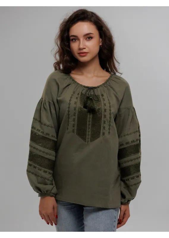 Вишиванка жіноча р. 56 Хакі (853)