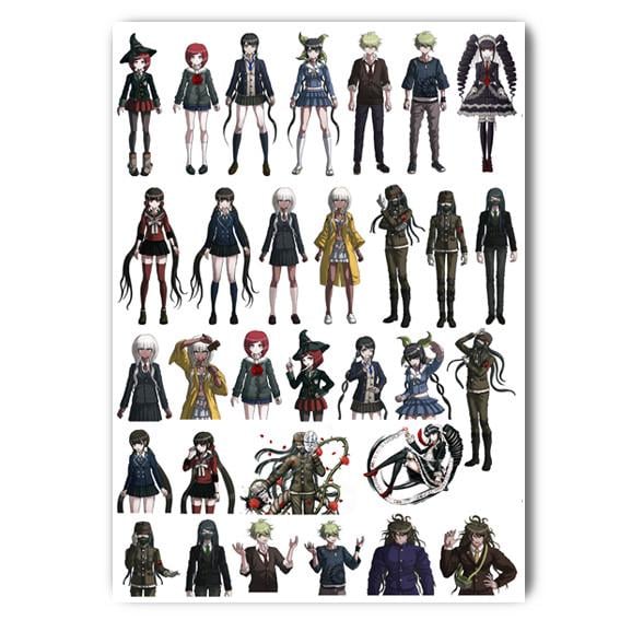 Стикеры наклейки аниме Школа отчаяния Danganronpa А3 лист (stik_180)