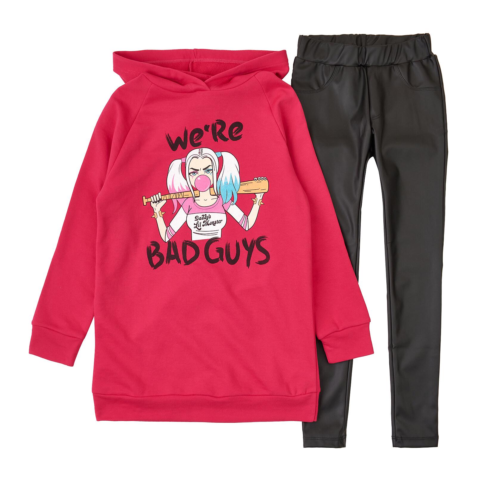 Туника и лосины ЛяЛя р. 152 Малиновый/Черный (К3ДВ156)