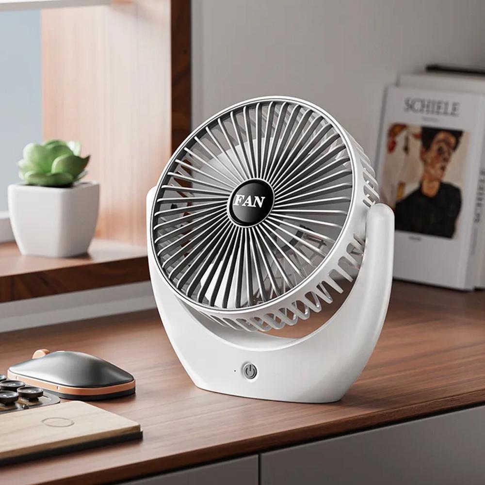 Вентилятор портативный настольный Portable Fan PF-17 USB аккумуляторный 3 скорости 1200 мАч 180° Белый (SS-119) - фото 2