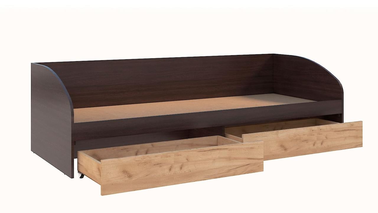 Кровать-софа односпальная Мастер Форм Брайт с 2 ящиками 80х200 см Венге магия/Дуб крафт золотой (23088744)