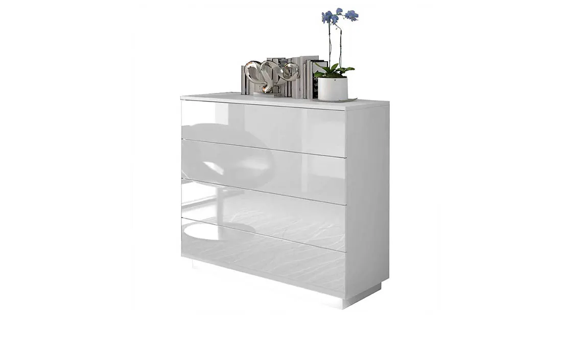 Комод Тіна 4Ш з підсвіткою Білий глянець Комод Тіна 4Ш з підсвіткою Білий глянець