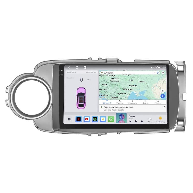 Автомагнитола штатная Lesko 4G/QLED/CarPlay/360°/GPS/Wi-Fi для Toyota Yaris III 2010-2014 4/64Gb 9" (2316607283)