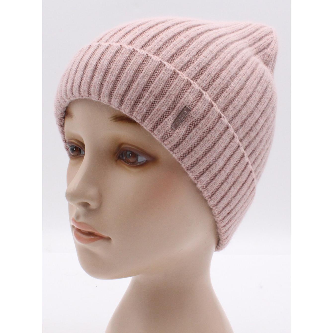 Шапка женская шерстяная с добавлением ангоры Leks Джейн one size Пудра