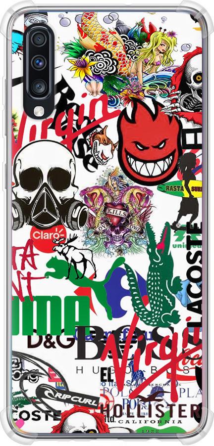 Чехол на Samsung Galaxy A70 2019 A705F Many different logos (4022sp-1675-42517)